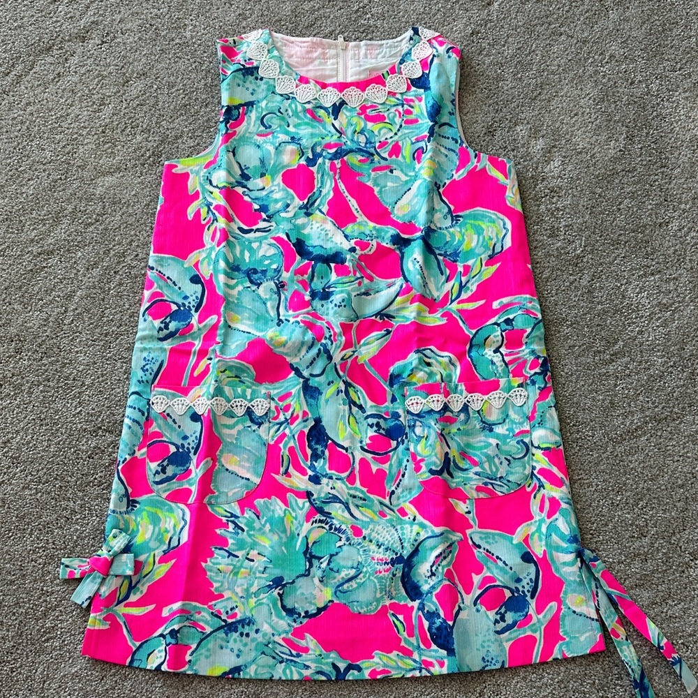 Lilly Pulitzer Bright Pink and Blue Floral Kids Dress